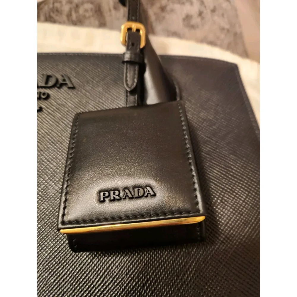 Prada Saffiano Black Monochrome Tote W/ Shoulder Strap - Excellent Condition